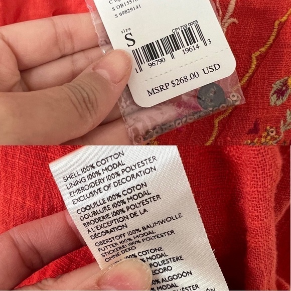 NWT FREE PEOPLE Maisley Embroidered Boho Maxi Dress Burnt Orange Small - Picture 9 of 10